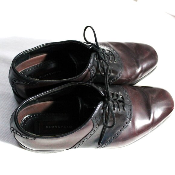 Florsheim Saddle Oxfords, Plain Toe, Raisin / Black, 10.5D - Picture 5 of 11